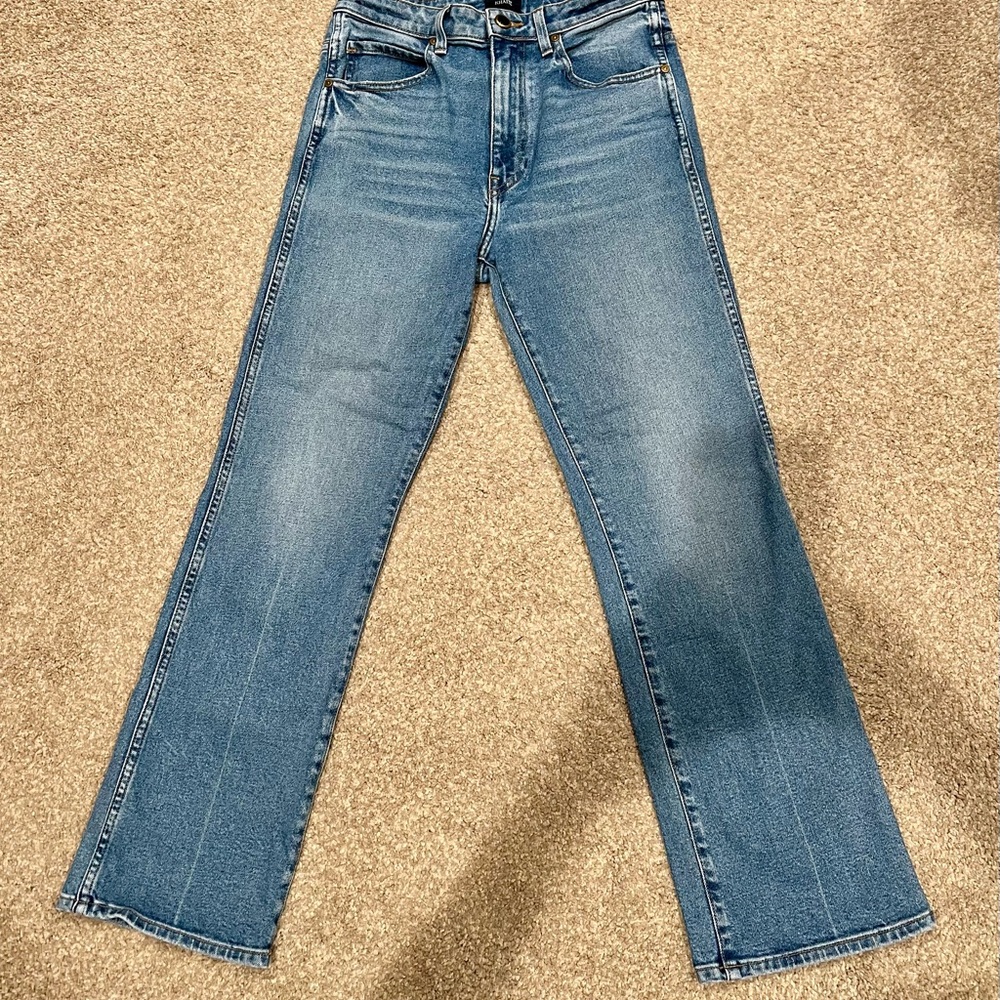 KHAITE Straight Leg Jeans in Medium Blue Denim